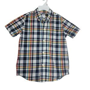 Gap Kids Button Front Shirt, Boys XS(4-5), Multi-Color Plaid, 100% Cotton, EUC
